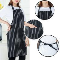 Delantal De Cocina Para Hombres Y Mujeres Halter Neck Rayas Azul Y Blanco Resistente a Manchas Accesorios De Ropa Para Catering - details 0