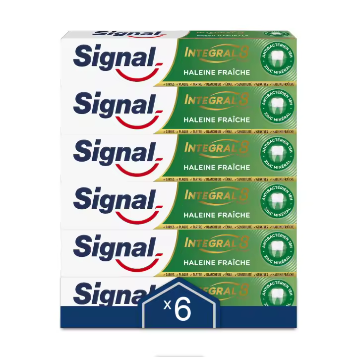 Signal Pasta de Dientes Integral 8 Aliento Fresco combate el mal aliento y la placa bacteriana 75ml - Pack de 6 - 1