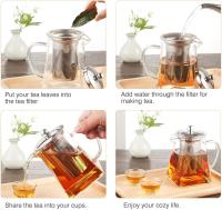 Square Glass Teapot with Infuser, 700 ml Borosilicate Tea Pot for Loose Tea, Clear Leaf Teapot with Strainer for Microwavable and Stovetop Safe - details 2