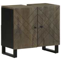 vidaXL Mueble para lavabo de madera maciza de mango negro 62x33x58 cm - details 0