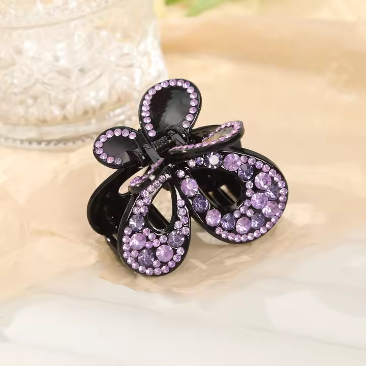 AWAYTR Clip Para El Cabello Vintage Con Mariposa Hueca Y Cristales Para Mujer Accesorio De Cabello Moda Brillante Con Rhinestones - 1