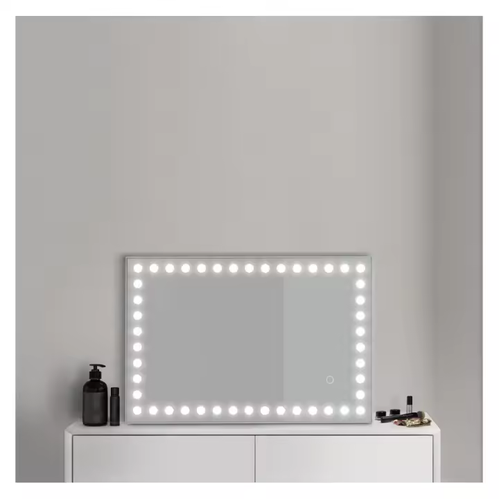 APLIKE BATHROOM LIGHTING - Modelo Atenas Hollywood | Espejo de Maquillaje con Luz LED Ajustable (3000 a 6000K) - 60 x 40 cm - Sensor Táctil y Fácil Instalación - Iluminación Ajustable - 1
