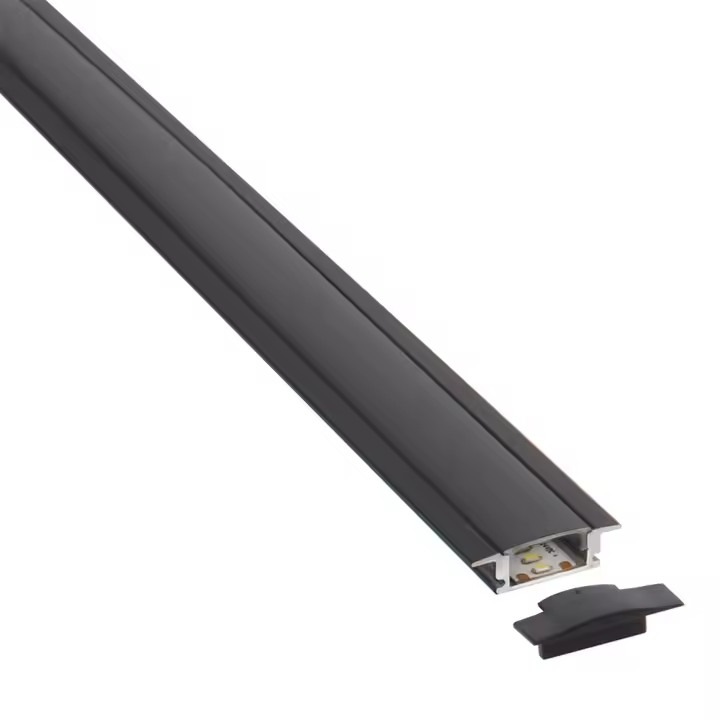 LEDBOX KIT - Perfil aluminio LISEN para tiras LED, 2 metros, negro. Perfiles para tiras LED, Perfiles empotrados - 1