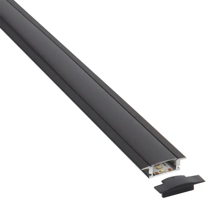 LEDBOX KIT - Perfil aluminio LISEN para tiras LED, 2 metros, negro. Perfiles para tiras LED, Perfiles empotrados - 1