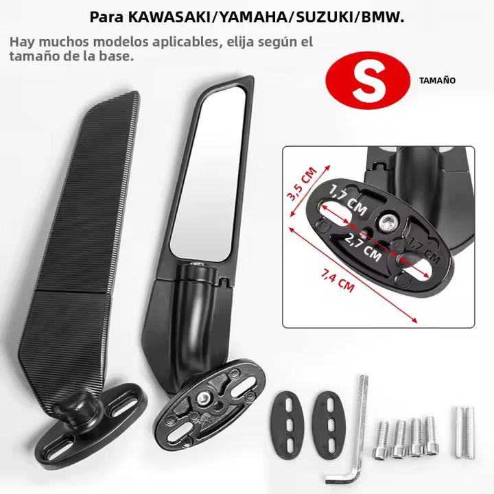 Espejo Retrovisor Ajustable Para Motocicleta YAMAHA YZF R6 R1 R25 R3 R125 R15 Aluminio CNC Vidrio Y Plástico ABS Accesorios De Moto - 1