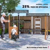 Outsunny Caseta de Jardín Exterior 4,84 m² 278x195x215 cm Cobertizo de Jardín Exterior Metálica con 2 Puertas Corredizas y 4 Ventanas para Almacenamiento de Herramientas Efecto Madera Natural y Café - details 3