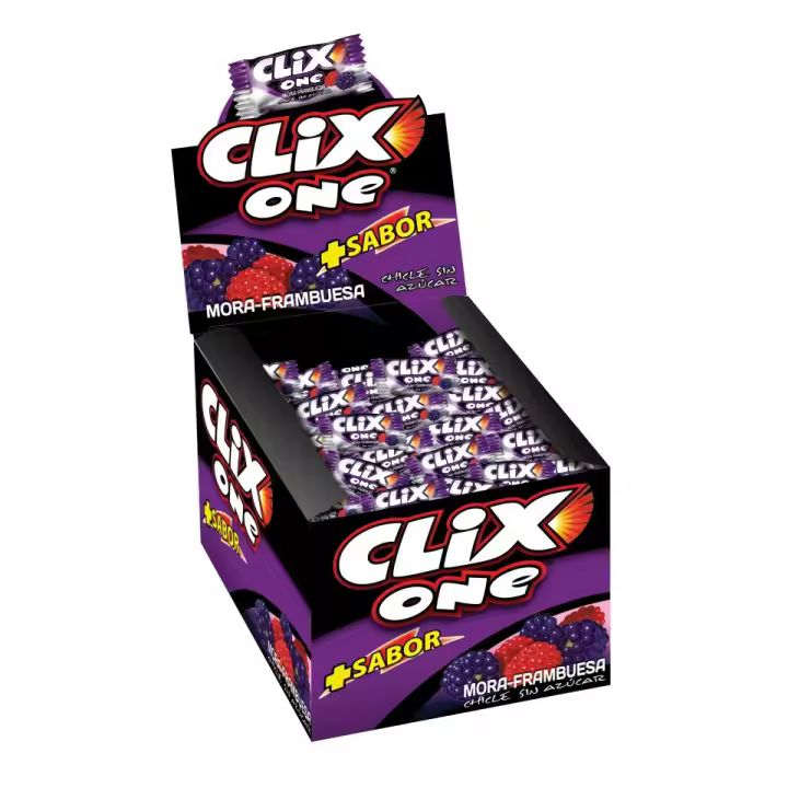 CLIX ONE CHICLE Sabor MORA FRAMBUESA 200unidades - 1
