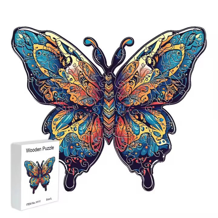 Rompecabezas De Madera En Forma De Mariposa Juego De Relieve De Estrés Para Adultos Regalo De Fiestas Artesanía Animal A3 A4 A5 - 1