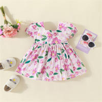 Vestido De Princesa Para Bebé De Verano Vestido De Algodón Con Flores Y Lazo Corto Manga Para Niñas Ropa Dulce De Niños - details 2