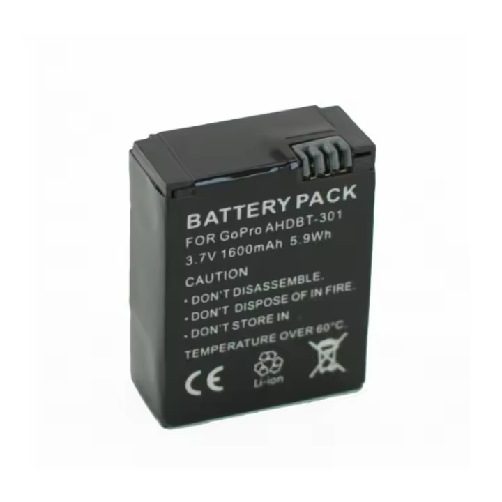 Batería compatible con GoPro HERO 3 y HERO 3+ – Modelos AHDBT-201, AHDBT-301 y AHDBT-302 – Capacidad de 1600mAh – Ideal como repuesto o batería adicional para prolongar el tiempo de grabación de tu cámara de acción. - 1