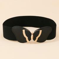 Cinturón De Moda Para Mujer Negro Ancho Con Cinta Elástica Decorativa Y Metal Resistente Para Adultos - details 0