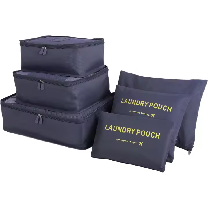 6PCS Travel Organiser Packing Bags Packing Cubes Set Durable Luggage Organisers Suitcase Storage Bags Compression Pouches for Travel Accessories - 1
