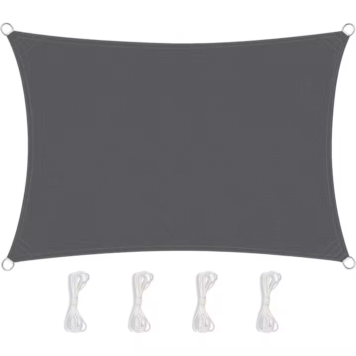 Vela de sombra rectangular, resistente y transpirable para jardín terraza camping piscina fiesta, Anti uv, con cuerda (3x4m, gris) - 1