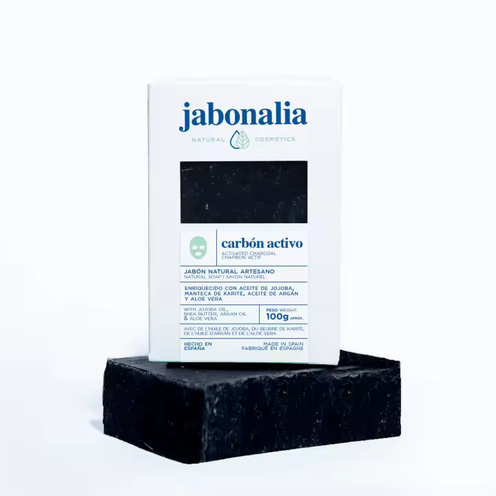 Jabón Facial de Carbón Activo 100g – Limpieza profunda, antiacné y regulador del sebo – Ideal para piel mixta o grasa – Natural, eficaz y artesanal – Jabonalia - 1