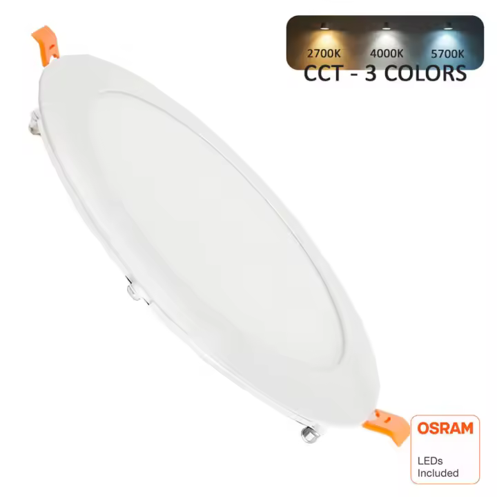Placa Slim LED  Circular - OSRAM Chip - Downlight Empotrable, Luz  Seleccionable 2700K-4000K-5700K - 3CCT - CRI +85 - 1