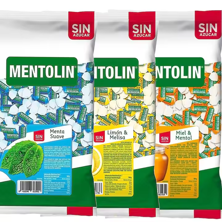 MENTOLIN PACK 3 Kg caramelos sin azúcar garganta Menta Suave & Limón Melisa & Miel Mentol - 1