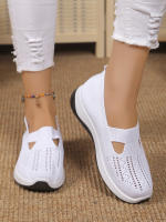 Zapatillas De Mujer En Color Sólido Transpirables Zapatillas Casuales De Verano De Bajo Térmico Tejidas Zapatos Casuales Para Mamá - details 7