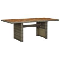 vidaXL Mesa de jardín ratán sintético madera maciza acacia gris oscuro en color Gris oscuro y marrón/Gris claro/gris claro y negro y más | estructura resistente ideal para salón dormitorio o estudio - details 5