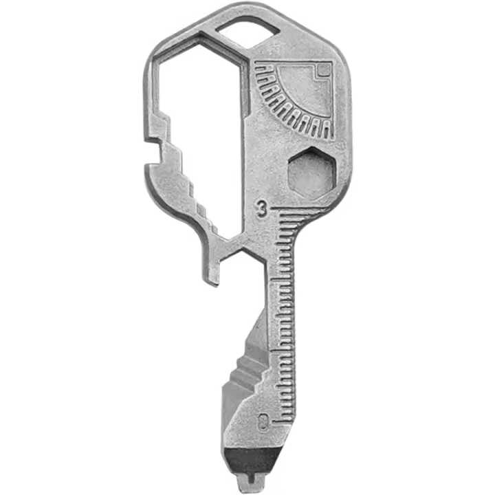 Multiherramienta 24 en 1, herramienta de bolsillo portátil de acero inoxidable con forma de llave, llavero con abrebotellas, llave inglesa de supervivencia al aire libre, herramienta universal, mini - 1
