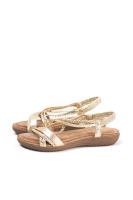 Paloma Wang sandalias doradas mujer con mini cuñas con la plantilla acolchada con tiras trasera elásticas - details 0