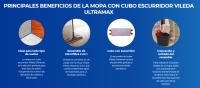 Vileda I Sistema Mopa Ultramax I Set completo de mopa con cubo escurridor I Limpieza en húmedo I Ideal para suelos de madera I Hecho de Microfibra para eliminar cualquier suciedad. - details 2