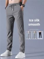 Pantalones Casuales Para Hombre De Seda De Hielo Ultrafino Transpirables Y Secado Rápido Estilo Recto Cierre Elástico Y Cómodo Para Verano - details 5