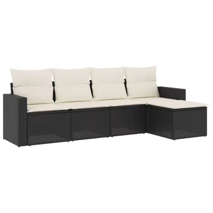 vidaXL Set comedor de jardín 5 piezas y cojines ratán sintético Negro, Negro y crema, Marrón y crema Conjunto Terraza Muebles Jardín Exterior Juego de Muebles de jardín Mueble Jardín Exterior Muebles de Salon Exterior - 1