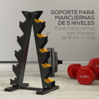 SPORTNOW Estante para Mancuernas de 5 Niveles Soporte de Almacenamiento para Mancuernas de Acero para Entrenamiento en Gimnasio Hogar Carga 100 kg 35x33x66 cm Negro - details 3