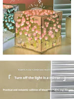 Lámpara De Mesa LED 3D Nube Tulipán DIY Luz Nocturna Flor Espejo Cubo Decoración Para Dormitorio Material De Vidrio - details 2