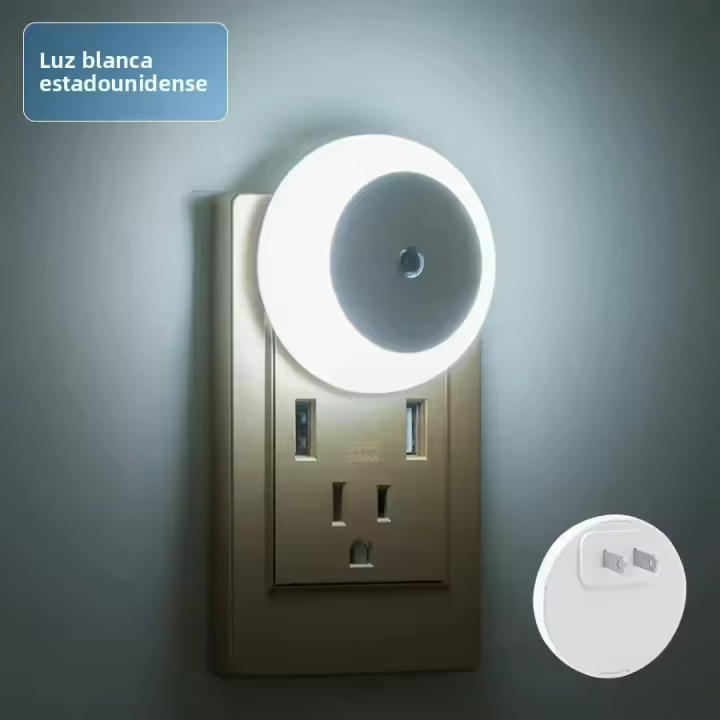 Lámpara De Pared LED Redonda Con Sensor De Atardecer a Medianoche Para Iluminación Nocturna Interior En Dormitorio Baño Cocina Escaleras Pasillo Conectividad EU/US - 1