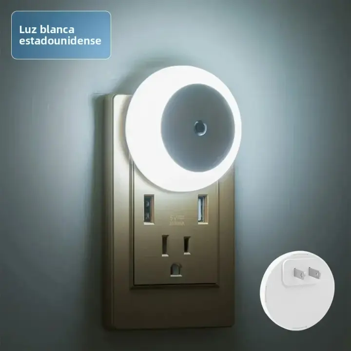 Lámpara De Pared LED Redonda Con Sensor De Atardecer a Medianoche Para Iluminación Nocturna Interior En Dormitorio Baño Cocina Escaleras Pasillo Conectividad EU/US - 1