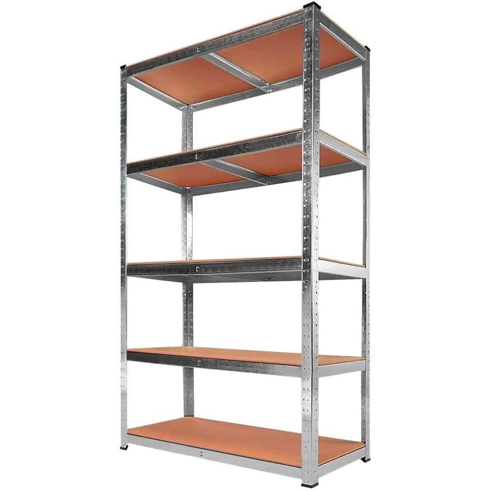 T-LoVendo Estantería Metálica Almacenaje de Acero Galvanizado + 5 Baldas MDF, 180 x 90 x 40cm, Modular, Baldas Ajustables, trastero, Garaje