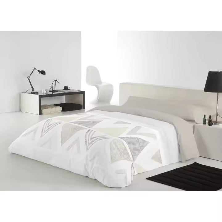 Funda Nórdica Watkins Reig Marti - Diseño Moderno - Figuras Geométricas - Tono Beige y Gris - 1