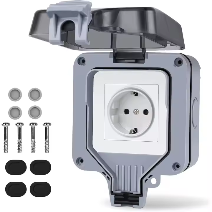 Toma de Corrientes para IP66, Toma de Corrientes para IP66, Toma de Corrientes para Exterior con contacto protector weatherproof saliente, Toma de Corrientes para Exterior para Cocina, Garaje, swimming pool, jardín - 1