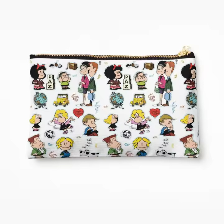 Neceser de maquillaje Mafalda y sus personajes Papel Tyvek estuches, cosméticos organizador de artículos de tocador, Bolsa de almacenamiento - 1