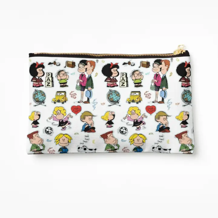 Neceser de maquillaje Mafalda y sus personajes Papel Tyvek estuches, cosméticos organizador de artículos de tocador, Bolsa de almacenamiento - 1