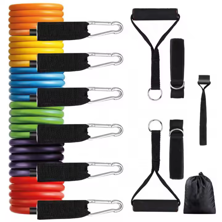 HxG Kit Multiresistencia, Bandas Elásticas de musculación, Juego Set de Resistencia con 6 Tubos de Látex Colores, Bandas de Resistencia Fitness para Yoga, Estiramientos. Incluye Bolsa de Transporte - 1