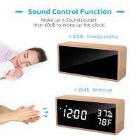 Despertador de Noche, despertador digital de Madera sin Tictac, Brillo ajustable y Carga USB para Mesita de Noche, escritorio, estante - details 2