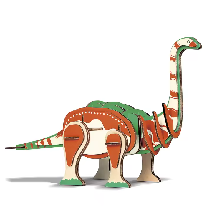 DAM. Puzzle 3D XL madera Brontosaurio 41 piezas.. 34,2x9,2x18,2 cm. 34x9x18cm. - 1