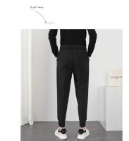 Pantalones Casuales Para Hombre Con Cintura Elástica Y Pierna Delgada Estilo Coreano Pliegues Ajustados Pantalones De Chaqueta Trenzados Callejeros - details 9
