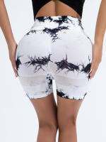 Shorts De Yoga Para Mujer Cintura Alta Sin Costuras Tie-Dye Elásticos Altos Transpirables Leggings De Gimnasio - details 7