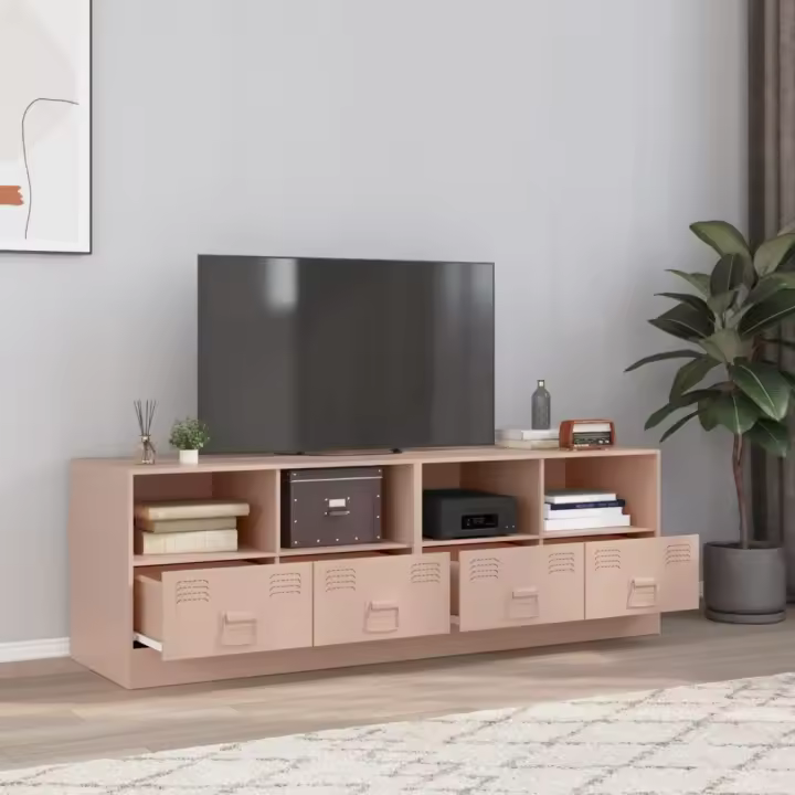 vidaXL Muebles para TV 2 unidades acero rosa 67x39x44 cm - 1