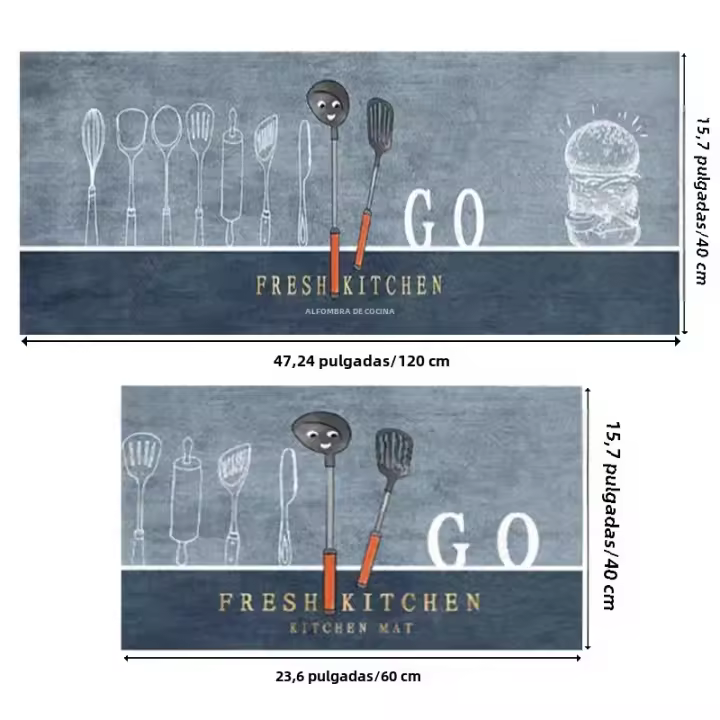 2pcs Alfombra De Cocina De Velvet De Cristal Absorbente Y Antiadhesivo Alfombrilla De Cocina De Poliéster 100% Mecánica Lavable - 1