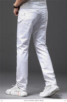 Pantalones De Mezclilla Blancos Para Hombre Estilo Casual Clásico Ajustados Suaves Con Stretch Avanzado Tejanos De Cierre De Cremallera - details 6