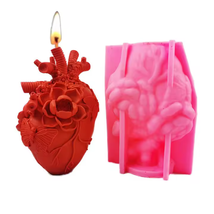 Molde De Silicona 3D Para Velas En Forma De Corazón Simulación De Órgano Humano Kit De Creación De Velas DIY De Bricolaje Para Plástico Y Resina - 1