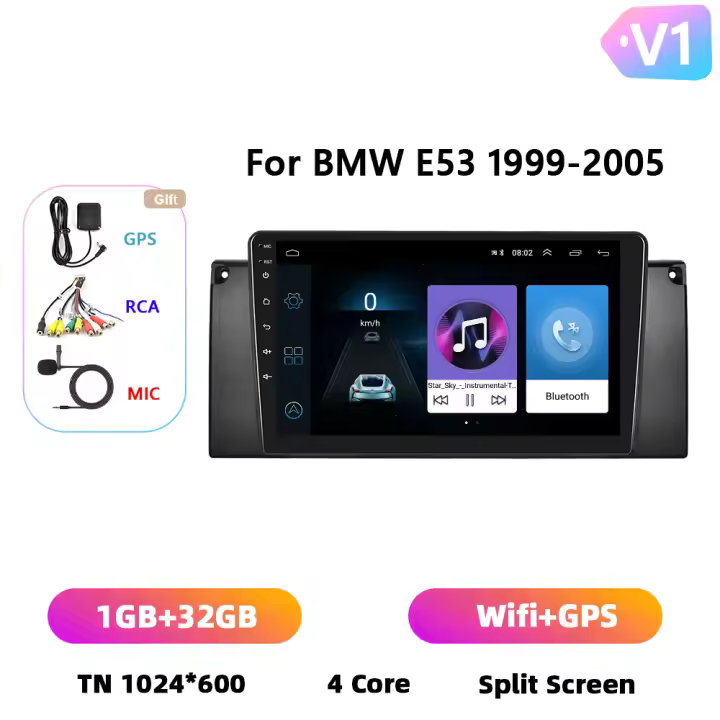 Podofo Radio de coche Android 2 Din para Volkswagen BMW E53 1999 2000 2001 2002 2003 2004 2005 Carplay 8+128GB AI Voice WIFI+4G DSP GPS Navegación Multimedia Reproductor de Video - 1