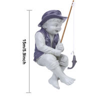 Estatua De Jardín Chico Pesca Resina Jardín Ornaments Divertido Escultura De Césped Decoración De Hogar 15*10cm - details 20
