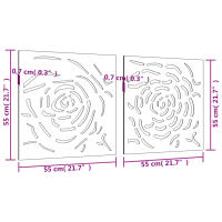 vidaXL Adorno de pared jardín 2 uds acero corten diseño rosa 55x55 cm - details 7