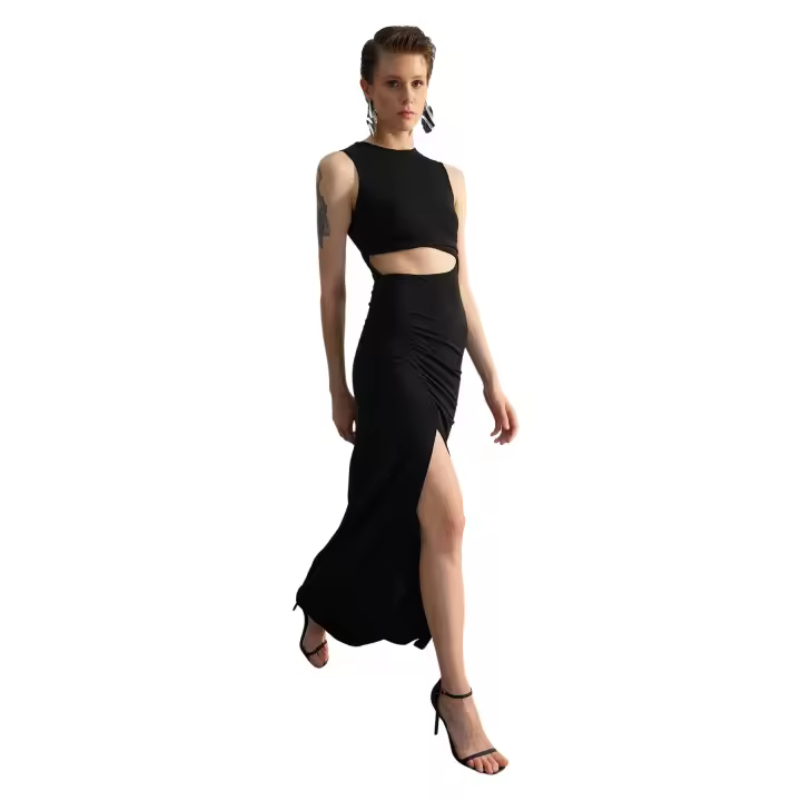 Trendyol Black Detailed Long Elegant Evening Night Graduation Dress Tprss23Ae00162 - 1