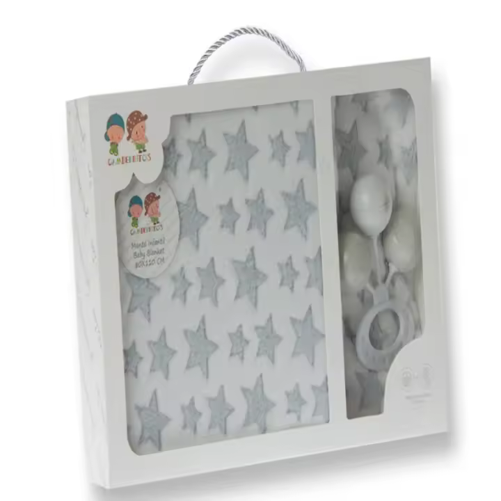 Gamberritos Manta Bebé Capazo Minicuna Arrullo  0.80 x 1.10 m Brocado+ Sonajero de regalo  Color a elegir - 1